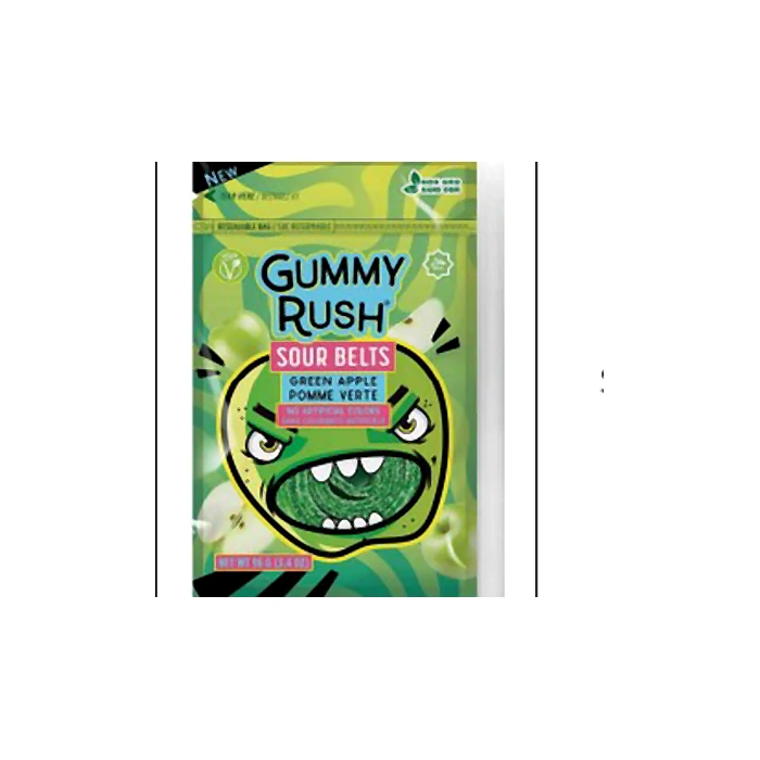 GUMMY RUSH APPLE SPLASH SOUR BELT BAGS 96G CASE 48PCS