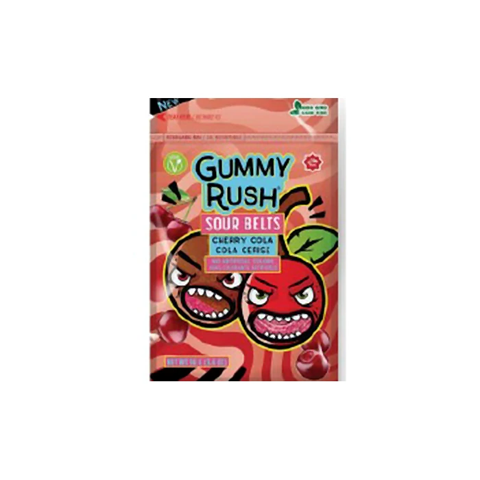 GUMMY RUSH CHERRY COLA SOUR BELT BAGS 96G CASE 48PCS
