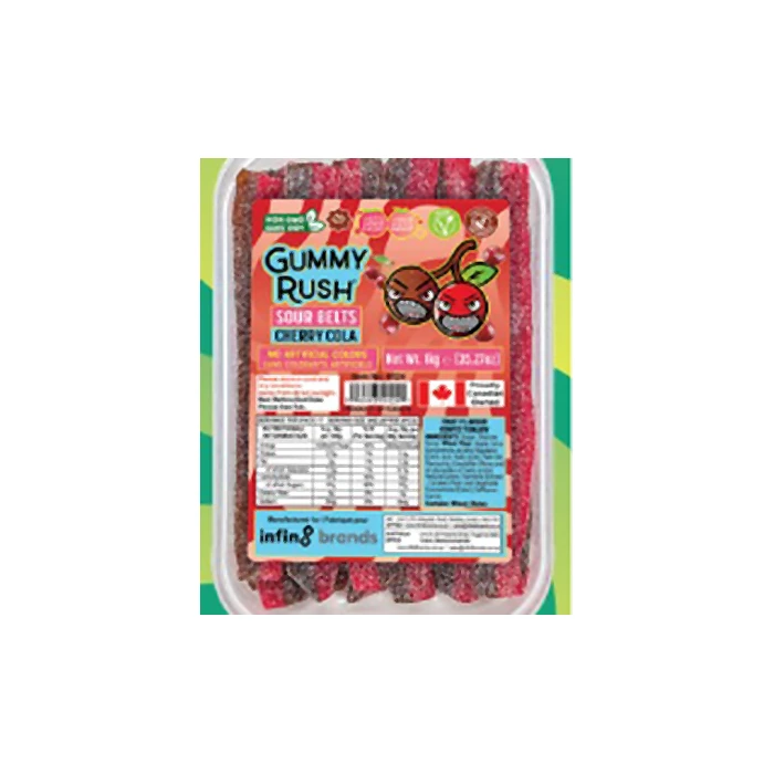 GUMMY RUSH CHERRY COLA SOUR BELT TUBS 285G CASE 12PCS