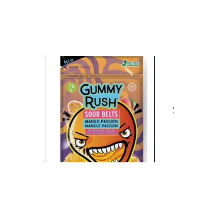 GUMMY RUSH MANGO PASSION SOUR BELT BAGS 96G CASE 48PCS