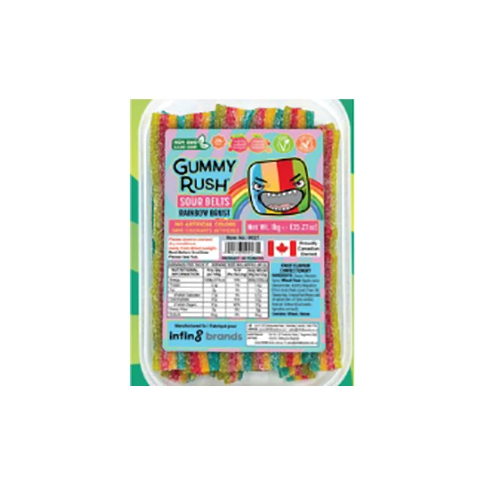 GUMMY RUSH RAINBOW BRUST SOUR BELT TUBS 285G CASE 12PCS