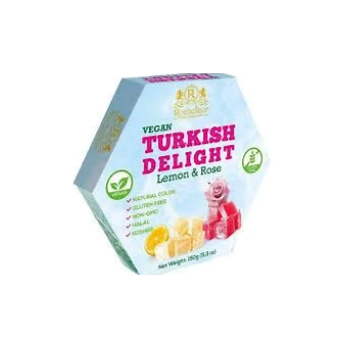 TURKISH DELIGHT VEGAN TURKISH DELIGHT - LEMON & ROSE150G - 8 UNITS / CASE